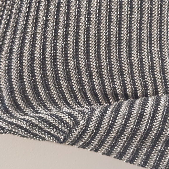 Balmain Silver and Black Striped Cable Knit Metallic Sweater - Picture 3 of 10
